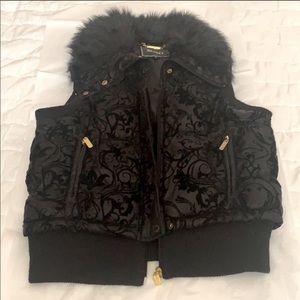 Xoxo black vest / jacket with fur